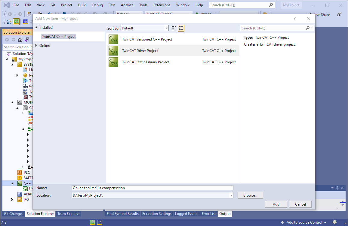Creating an object for online tool radius compensation 1: