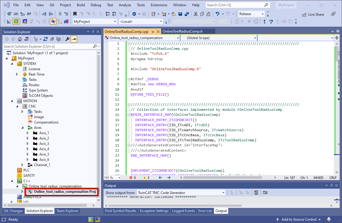 Creating an object for online tool radius compensation 4: