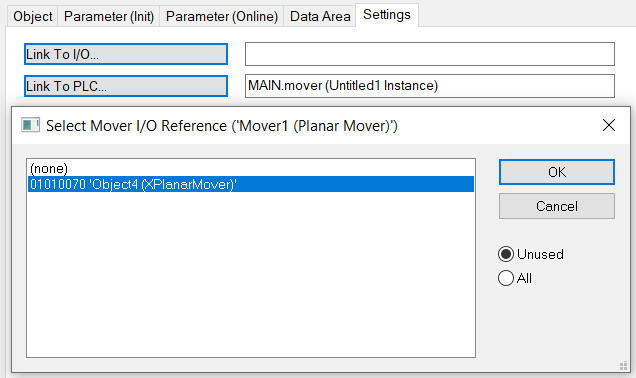 Example "Moving Planar movers on tracks with Planar parts" 7: