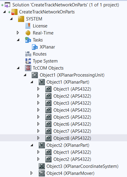 Example "Connecting Planar tracks to network on Planar parts" 1: