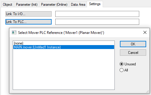 Example "Joining and moving a Planar mover on the track" 3: