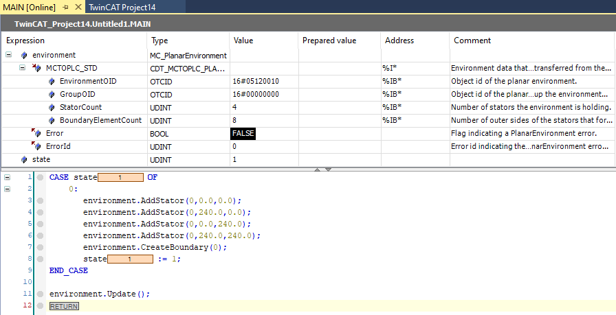 Example "Configuring the stator area and boundary" 9: