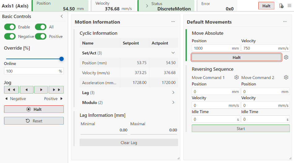 Moving an axis using Motion UI 6:
