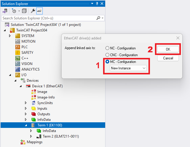 Link an axis object to hardware 2: