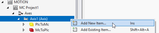 Expand the axis object with an additional module 1: