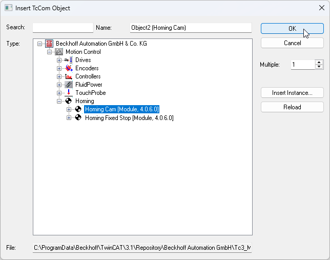 Expand the axis object with an additional module 2: