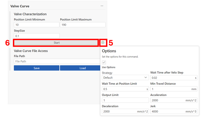 Measuring the valve characteristics 2: