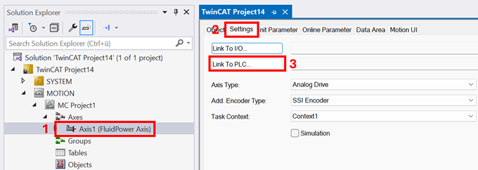 Link axis objects to a PLC 5: