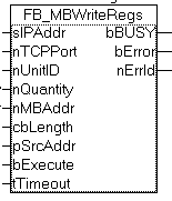 FB_MBWriteRegs (Modbus function 16) 1: