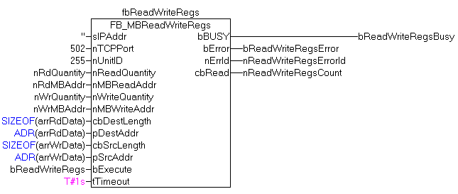 FB_MBReadWriteRegs (Modbus-Funktion 23) 2: