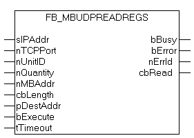 FB_MBUdpReadRegs (Modbus function 3) 1: