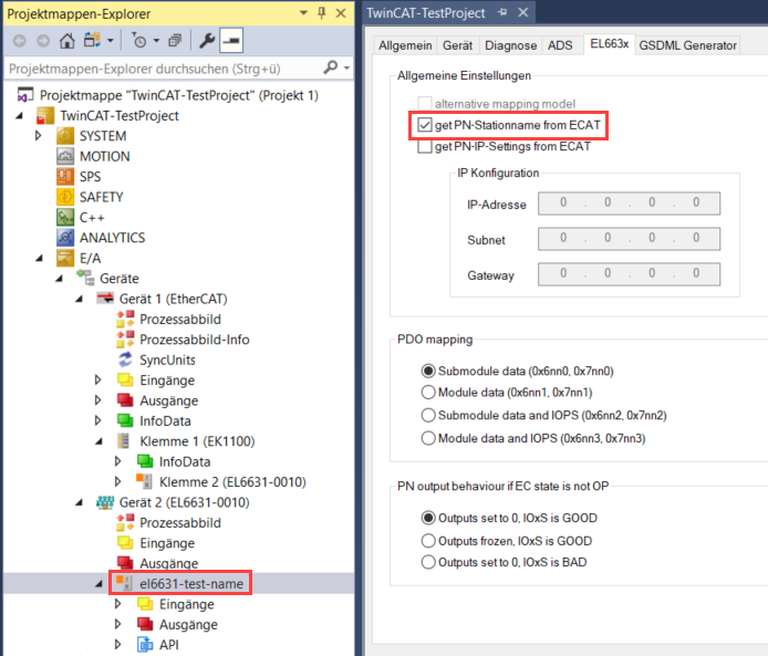 Assignment of PROFINET name to a PROFINET Device 1: