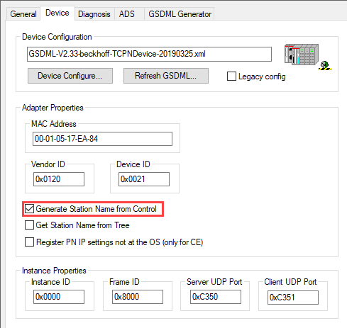 Assignment of PROFINET name to a PROFINET Device 2: