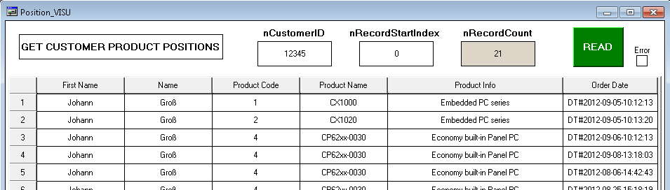 Stored procedures with FB_DBStoredProceduresRecordArray 2: