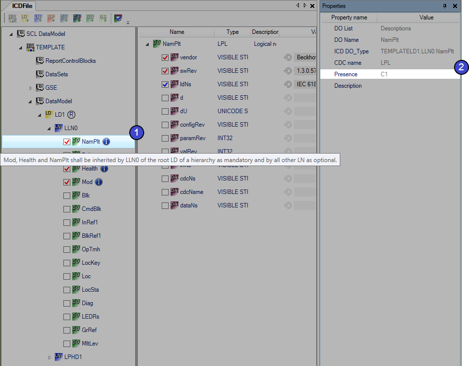 Configuration of the data objects 6: