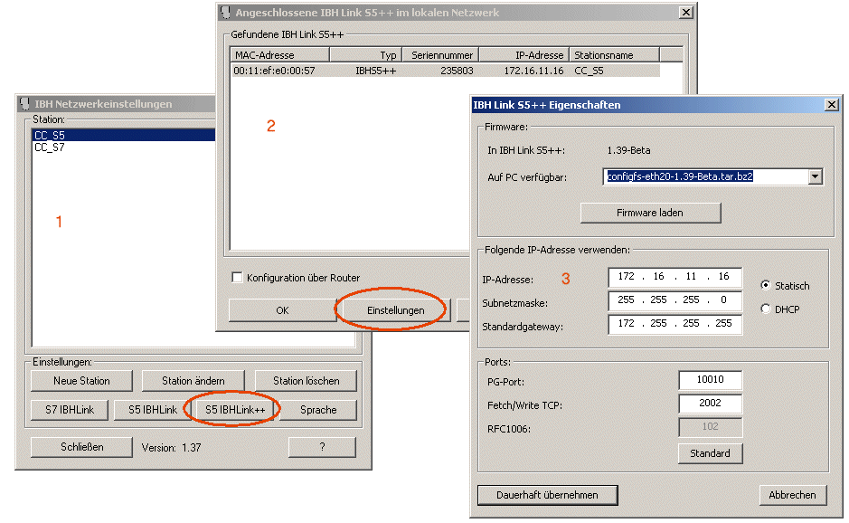Configuration of an IBH Link S5/S7 ++ adapter 1: