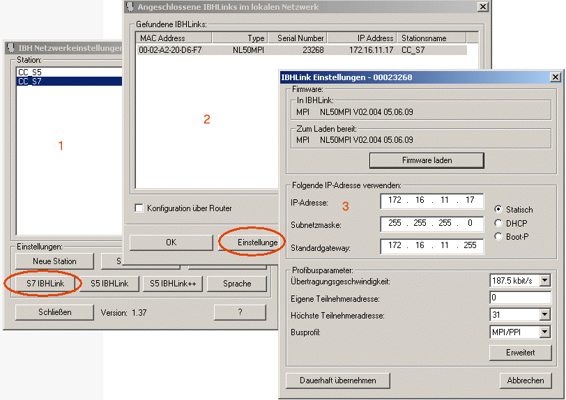 Configuration of an IBH Link S5/S7 ++ adapter 2: