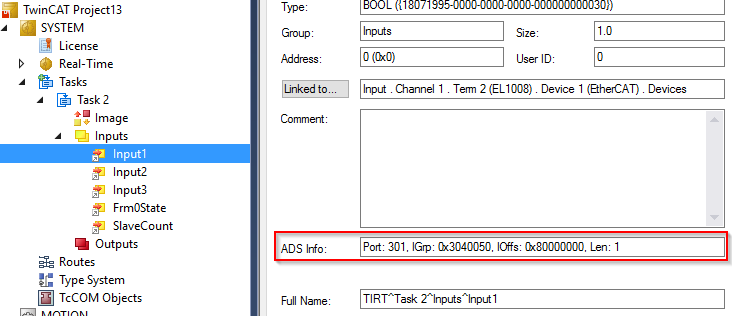 Connect to a TwinCAT I/O Task via ADS 3: