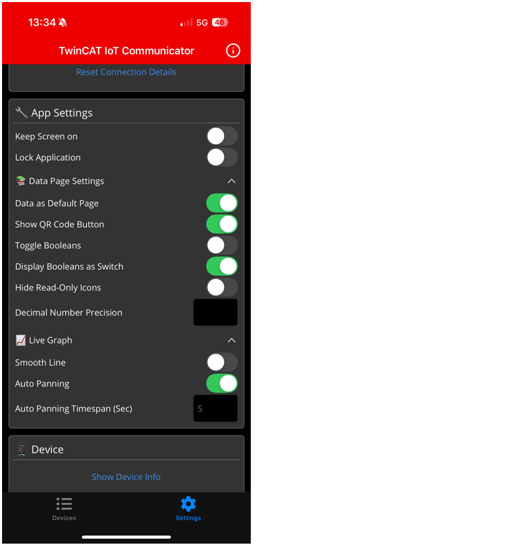 App settings 1: