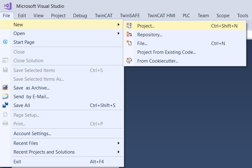 Creating the TwinCAT project 2: