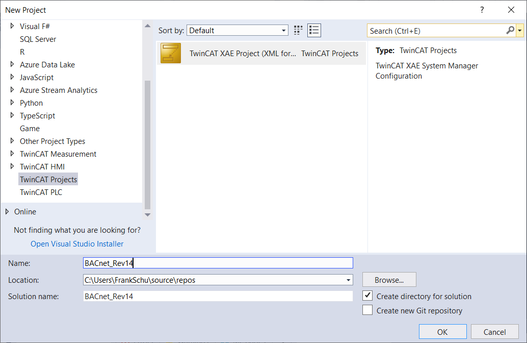 Creating the TwinCAT project 3: