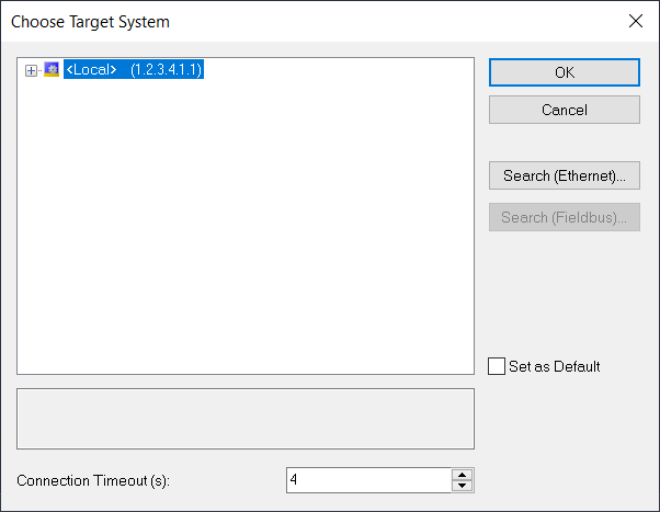 Selecting the target system 2: