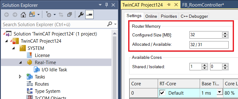 Example calculation of required router memory 1: