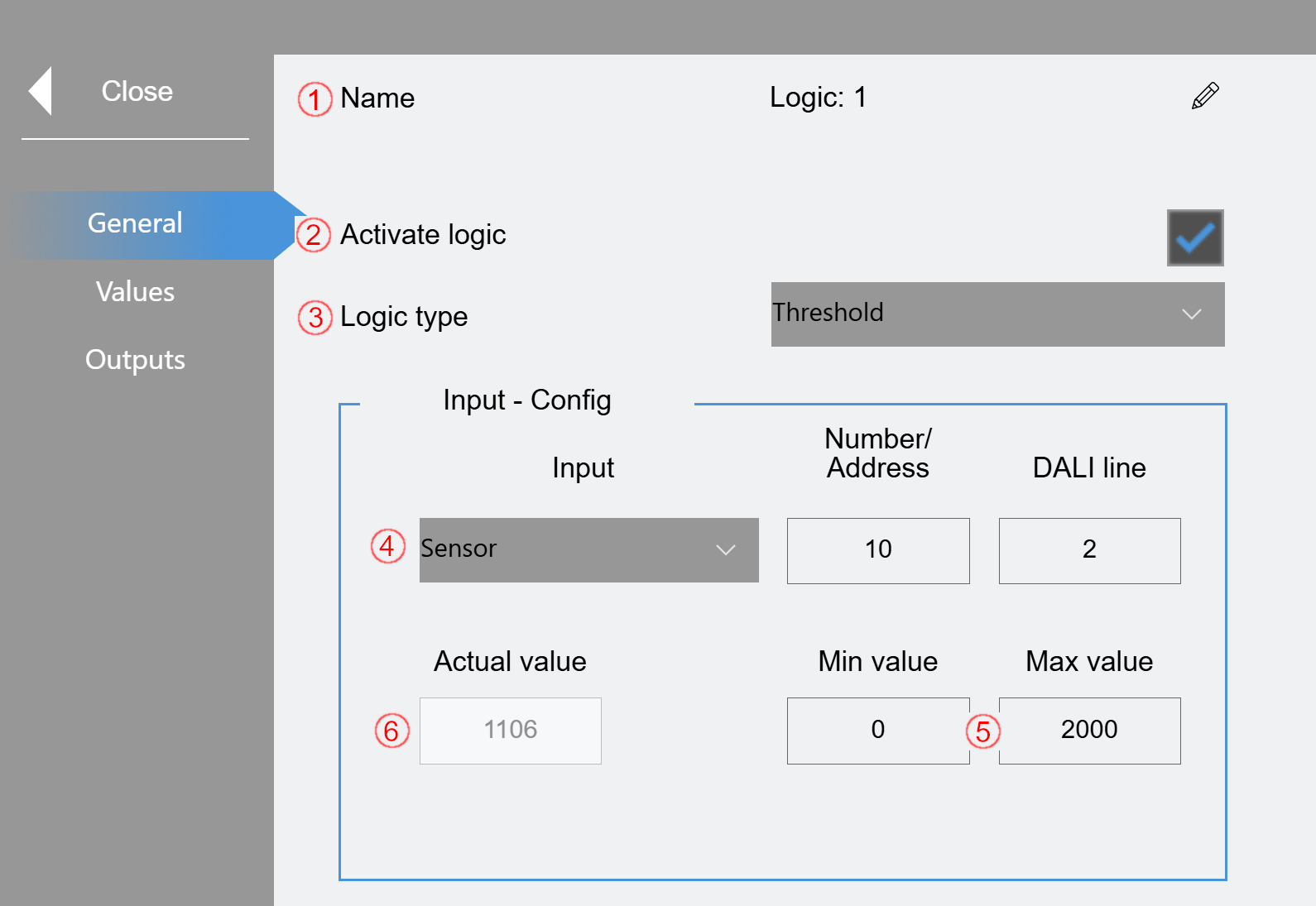 "Logics" submenu 2: