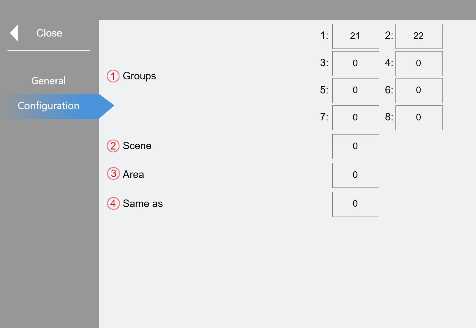 "Schedules" submenu 2:
