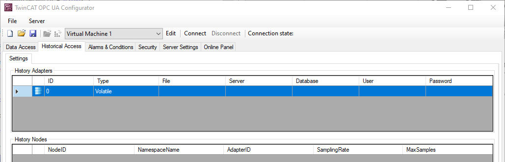 Configuring historical access 1: