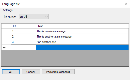 Configuring alarm texts 2: