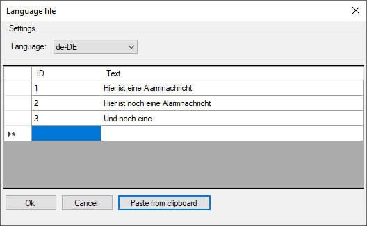 Configuring alarm texts 4: