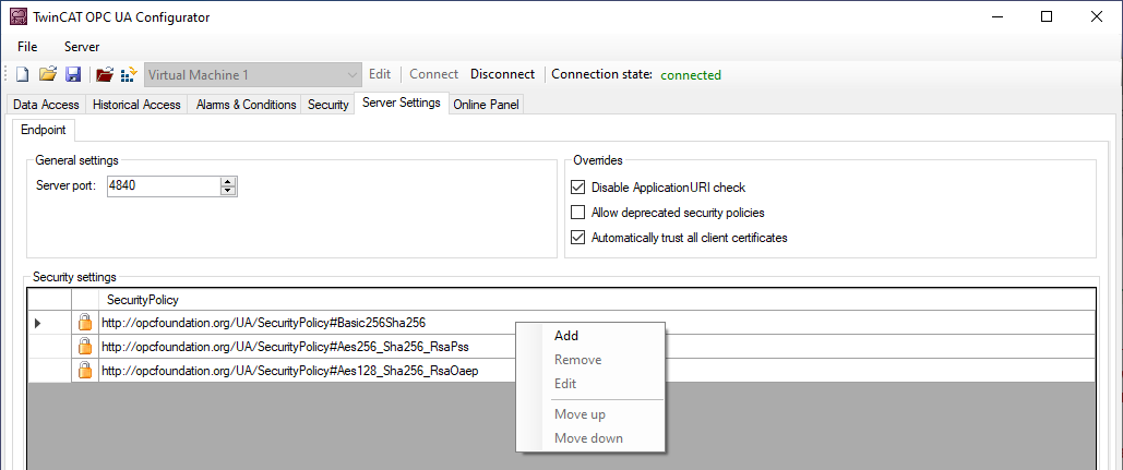 Configuring endpoints 1: