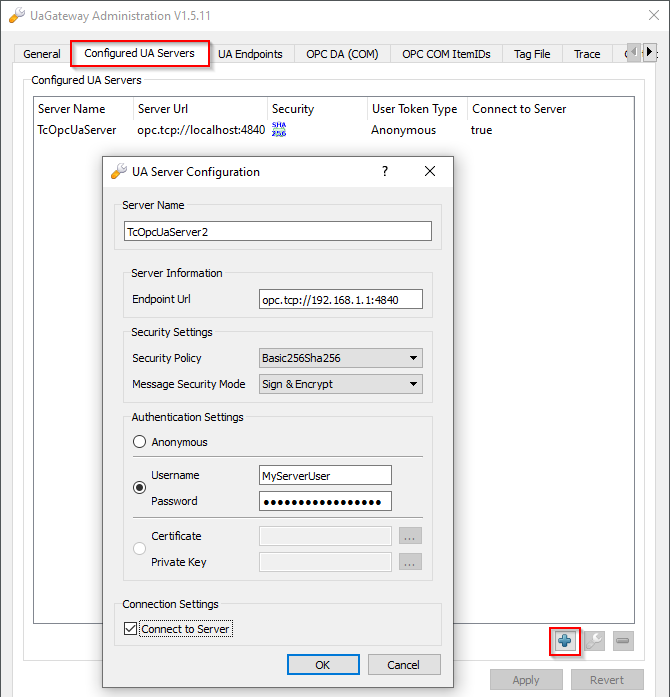 Configuration of additional servers 1: