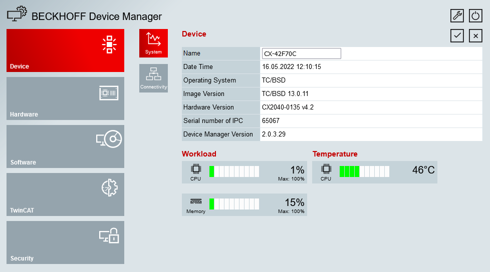 Beckhoff Device Manager: web interface 2: