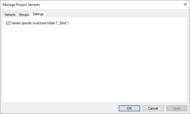 Manage Project Variants dialog 7: